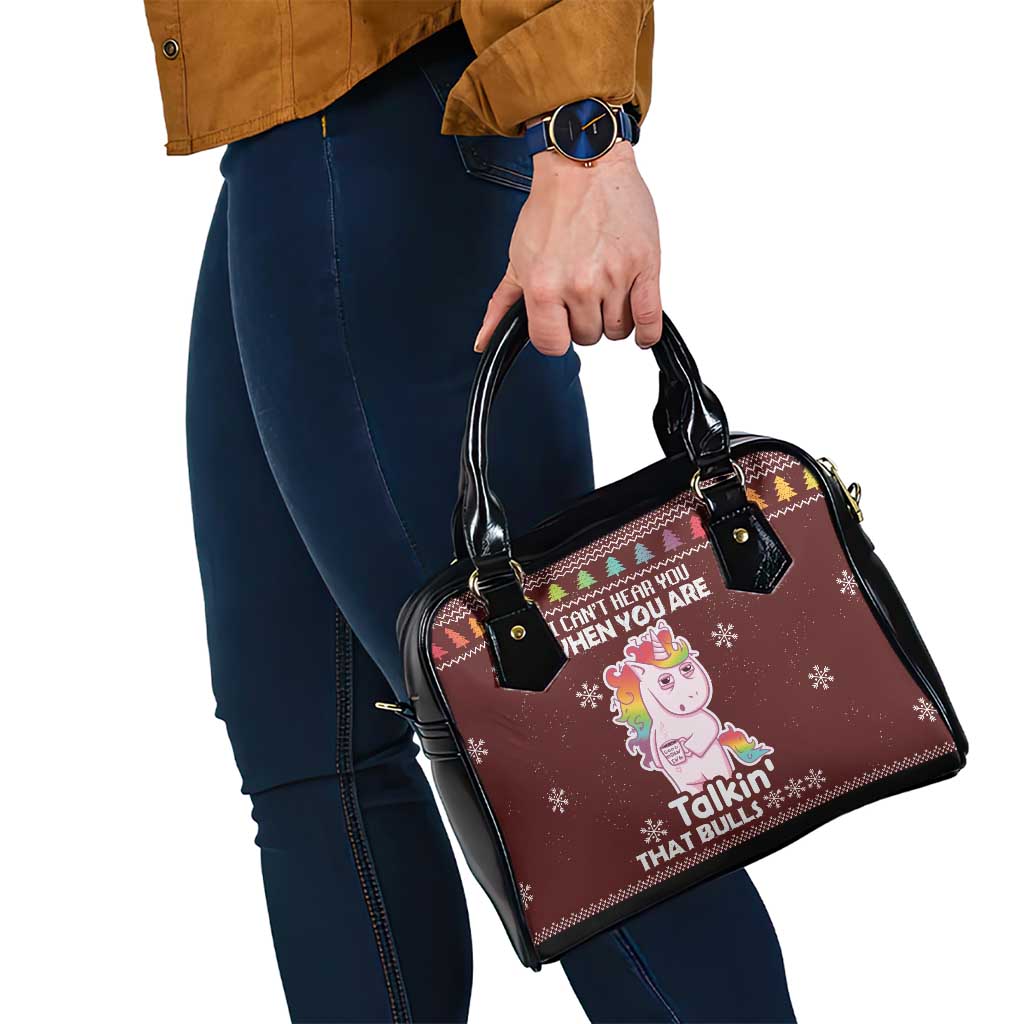 Cant Hear You Unicorn Christmas Shoulder Handbag