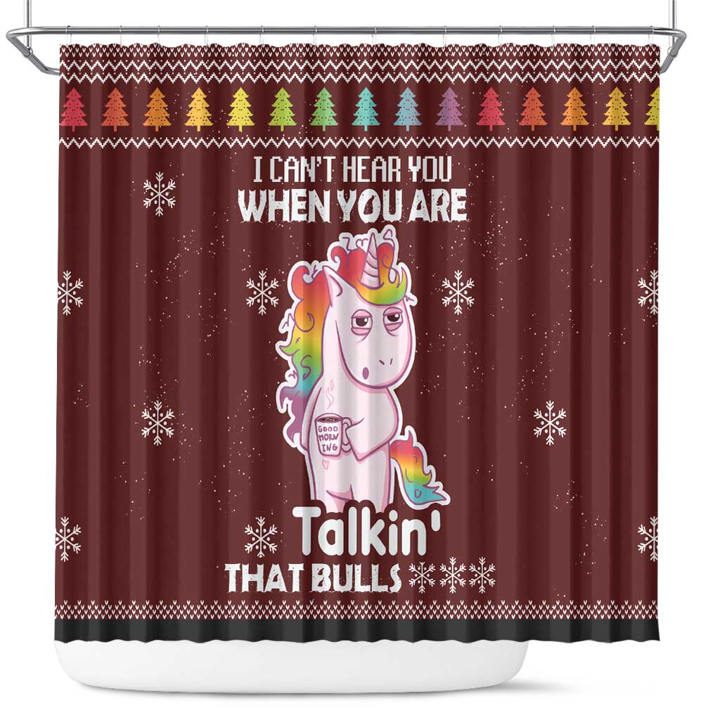 Cant Hear You Unicorn Christmas Shower Curtain