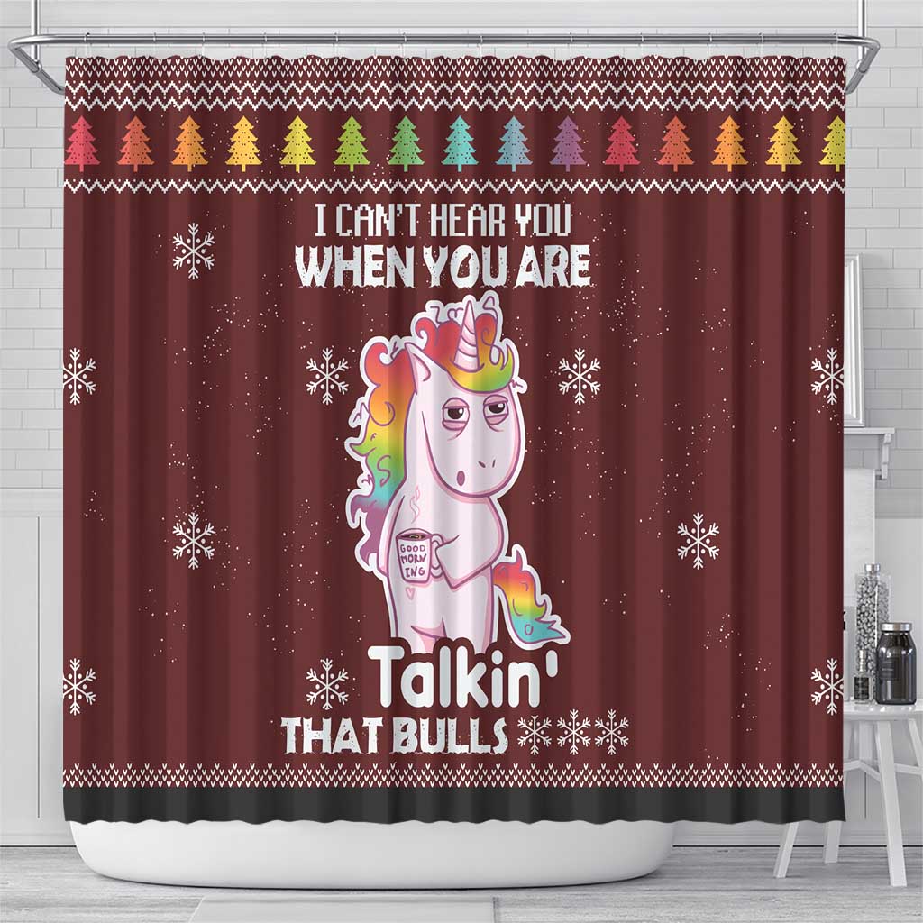 Cant Hear You Unicorn Christmas Shower Curtain