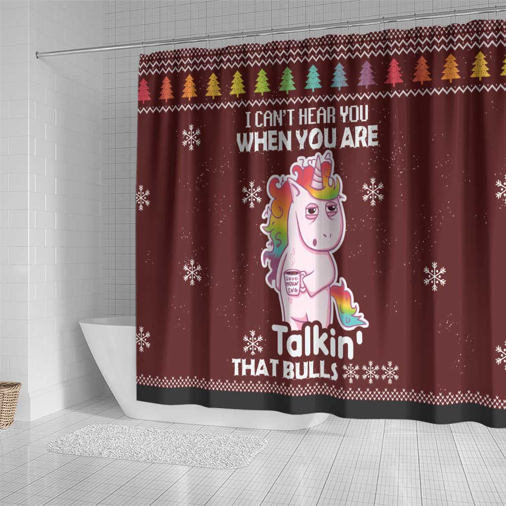 Cant Hear You Unicorn Christmas Shower Curtain