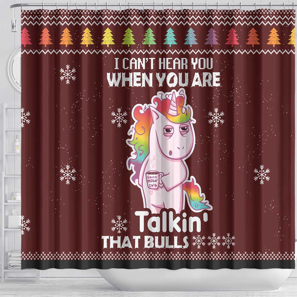 Cant Hear You Unicorn Christmas Shower Curtain