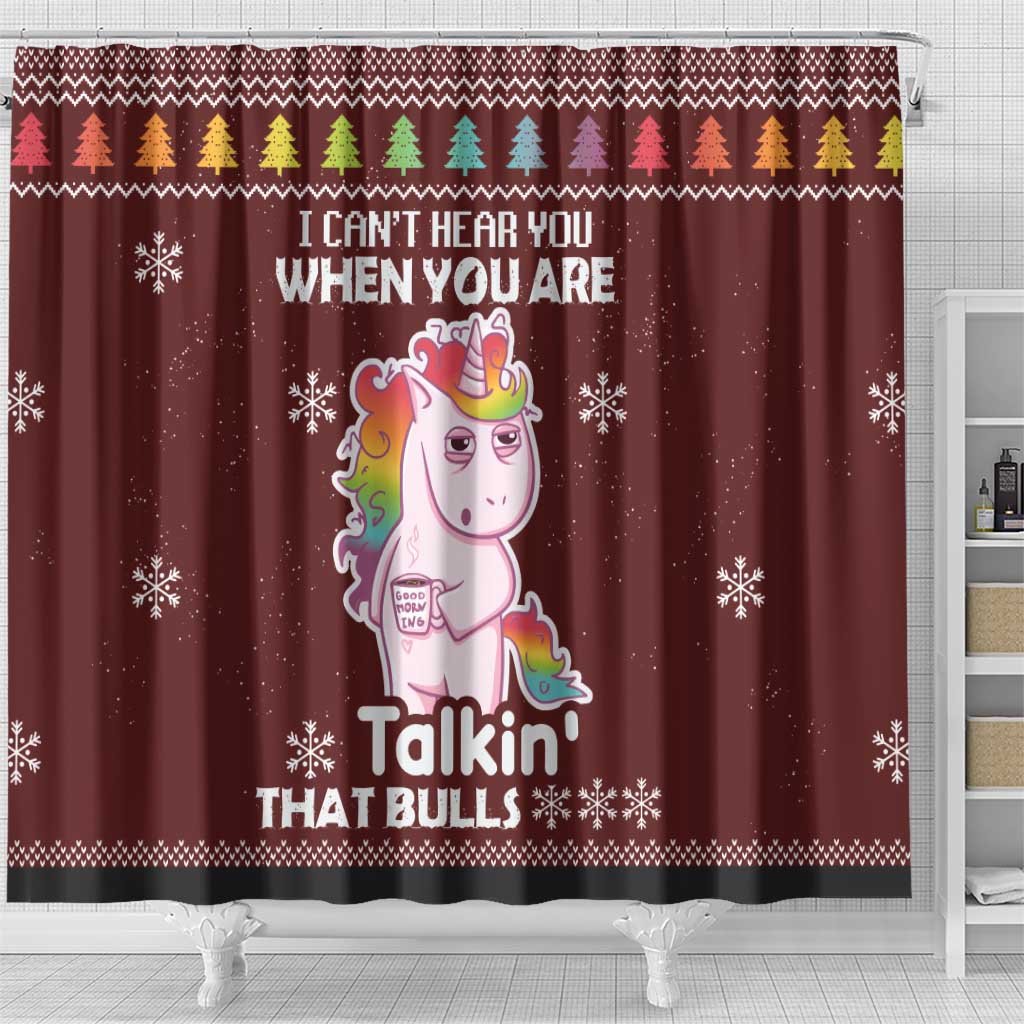 Cant Hear You Unicorn Christmas Shower Curtain
