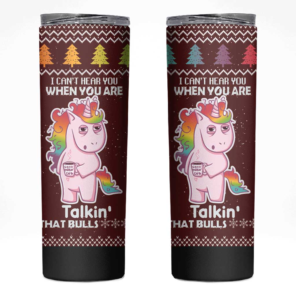 Cant Hear You Unicorn Christmas Skinny Tumbler - Wonder Print Shop