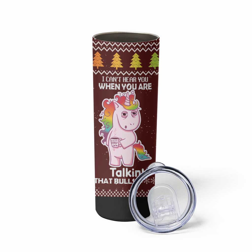 Cant Hear You Unicorn Christmas Skinny Tumbler - Wonder Print Shop