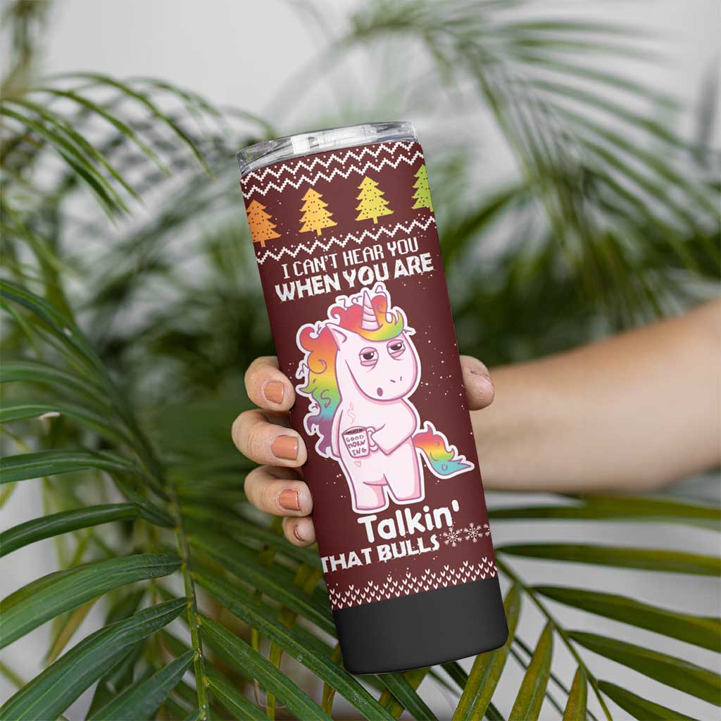 Cant Hear You Unicorn Christmas Skinny Tumbler - Wonder Print Shop