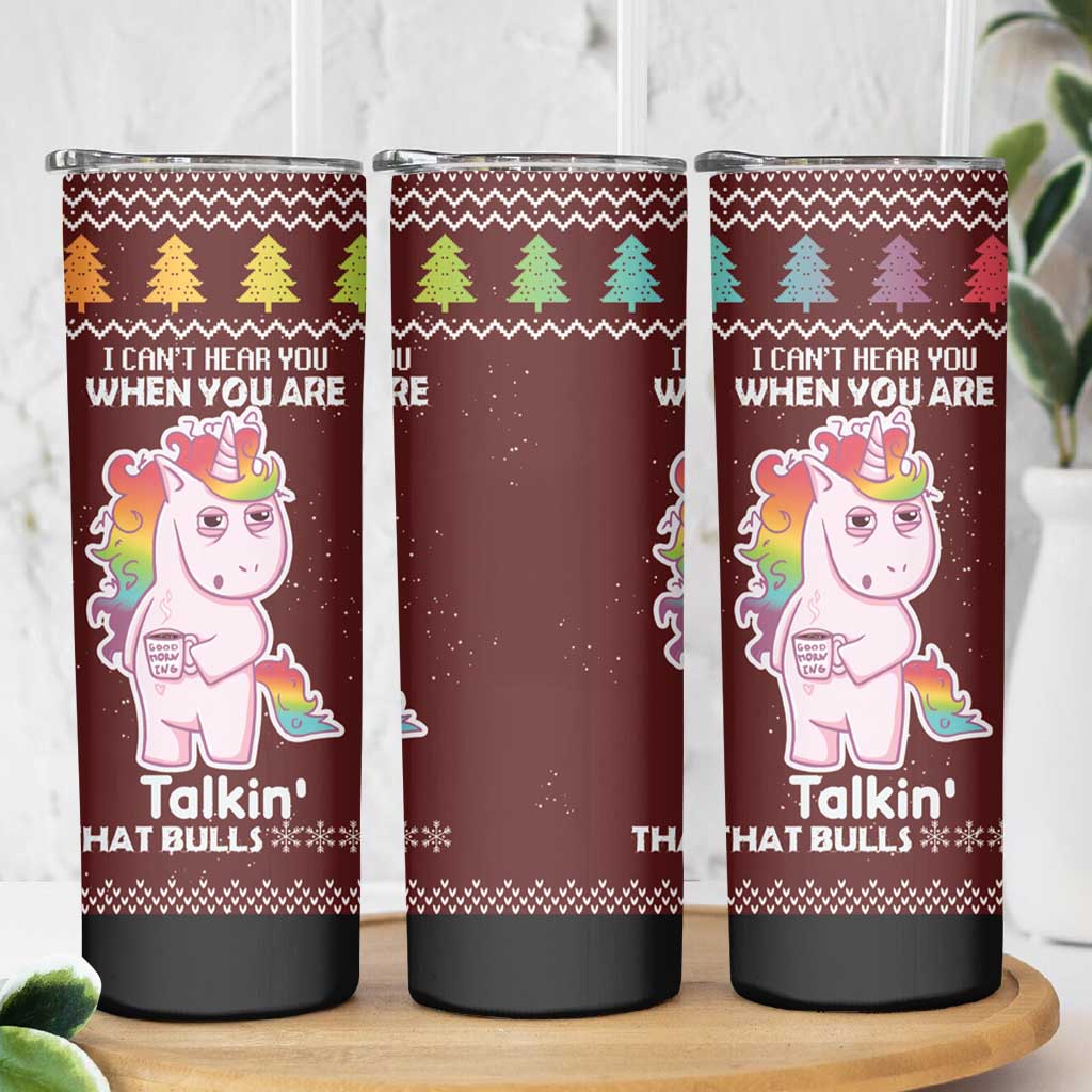 Cant Hear You Unicorn Christmas Skinny Tumbler - Wonder Print Shop