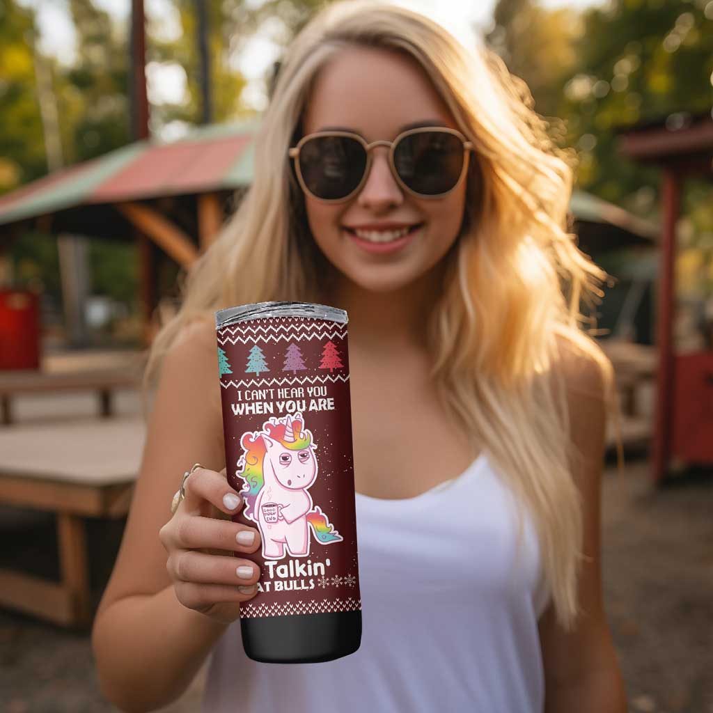 Cant Hear You Unicorn Christmas Skinny Tumbler - Wonder Print Shop