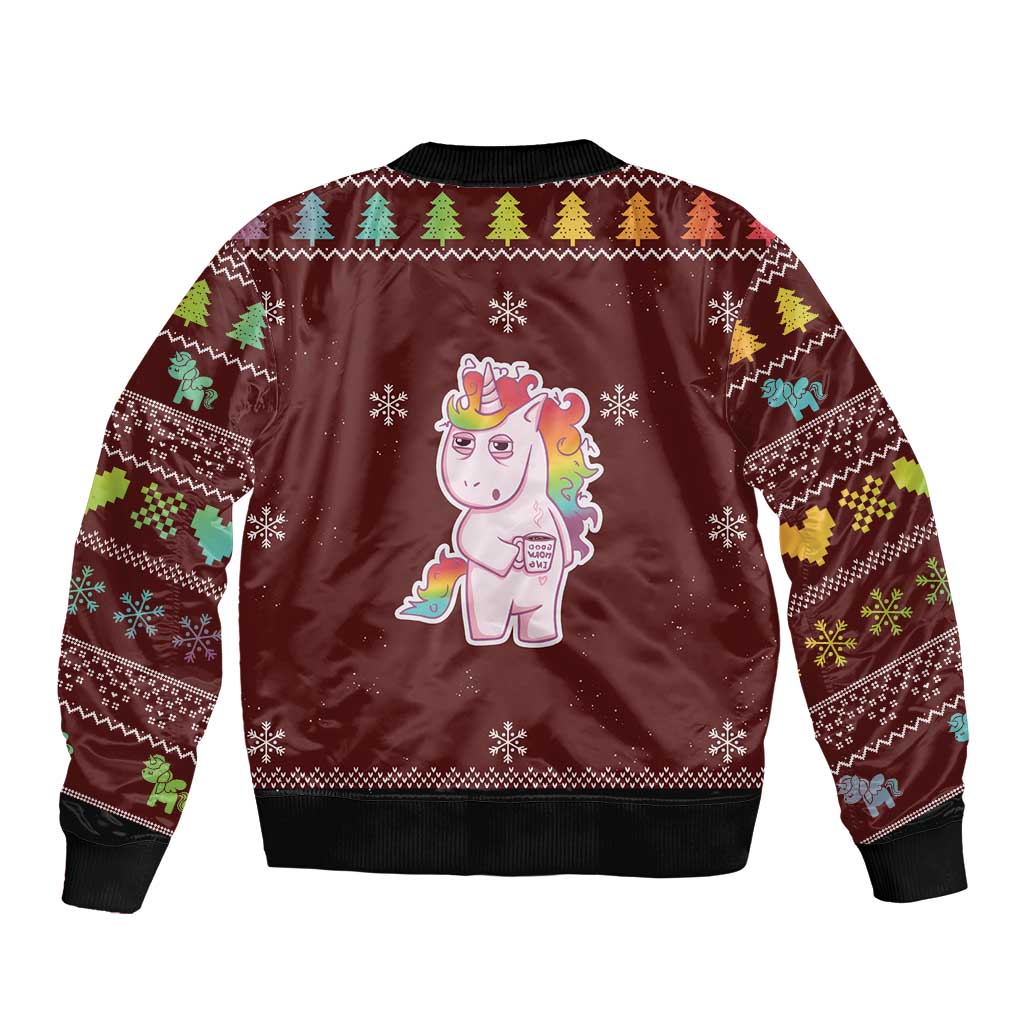 Cant Hear You Unicorn Christmas Sleeve Zip Bomber Jacket - Wonder Print Shop