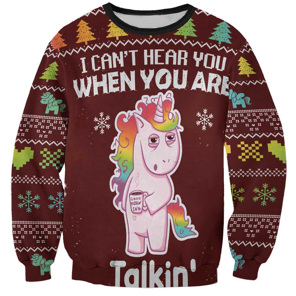 Cant Hear You Unicorn Christmas Sweatshirt - Wonder Print Shop