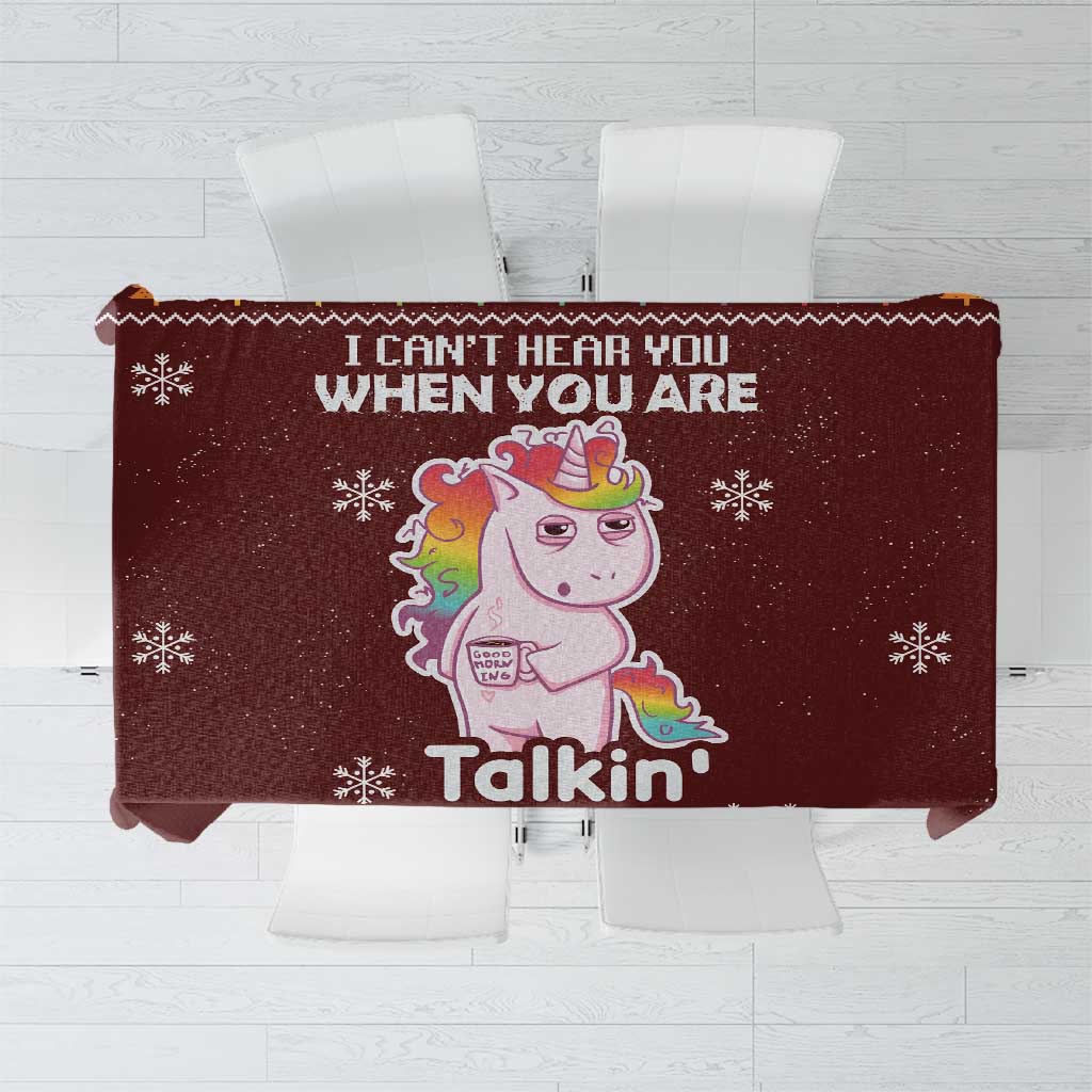 Cant Hear You Unicorn Christmas Tablecloth - Wonder Print Shop