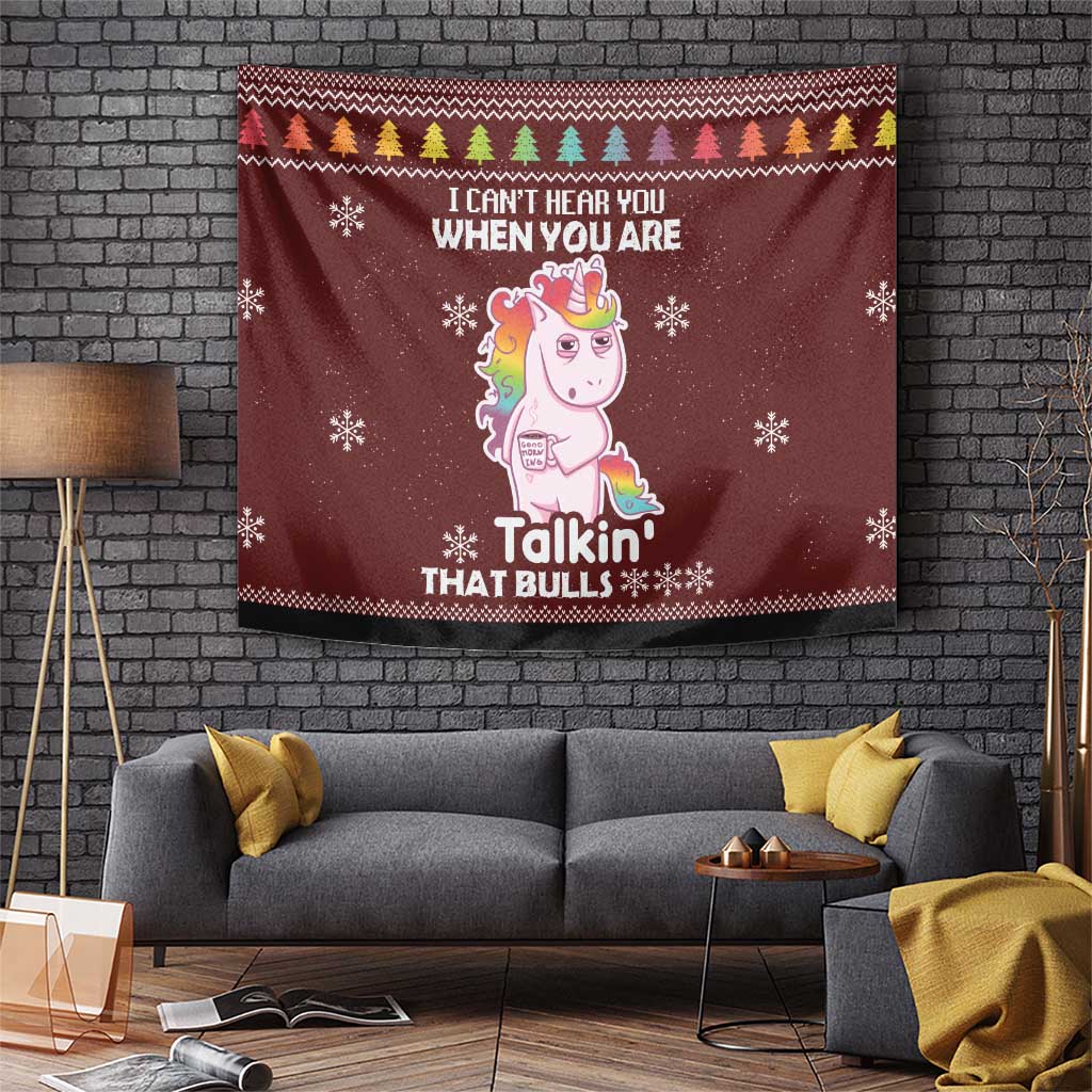 Cant Hear You Unicorn Christmas Tapestry - Wonder Print Shop
