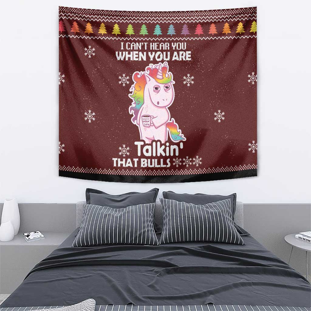 Cant Hear You Unicorn Christmas Tapestry - Wonder Print Shop