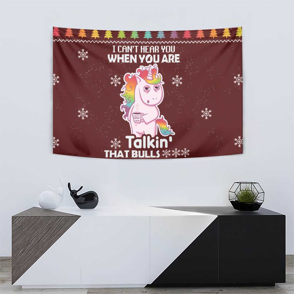 Cant Hear You Unicorn Christmas Tapestry - Wonder Print Shop