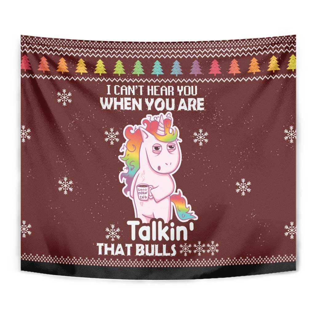 Cant Hear You Unicorn Christmas Tapestry - Wonder Print Shop