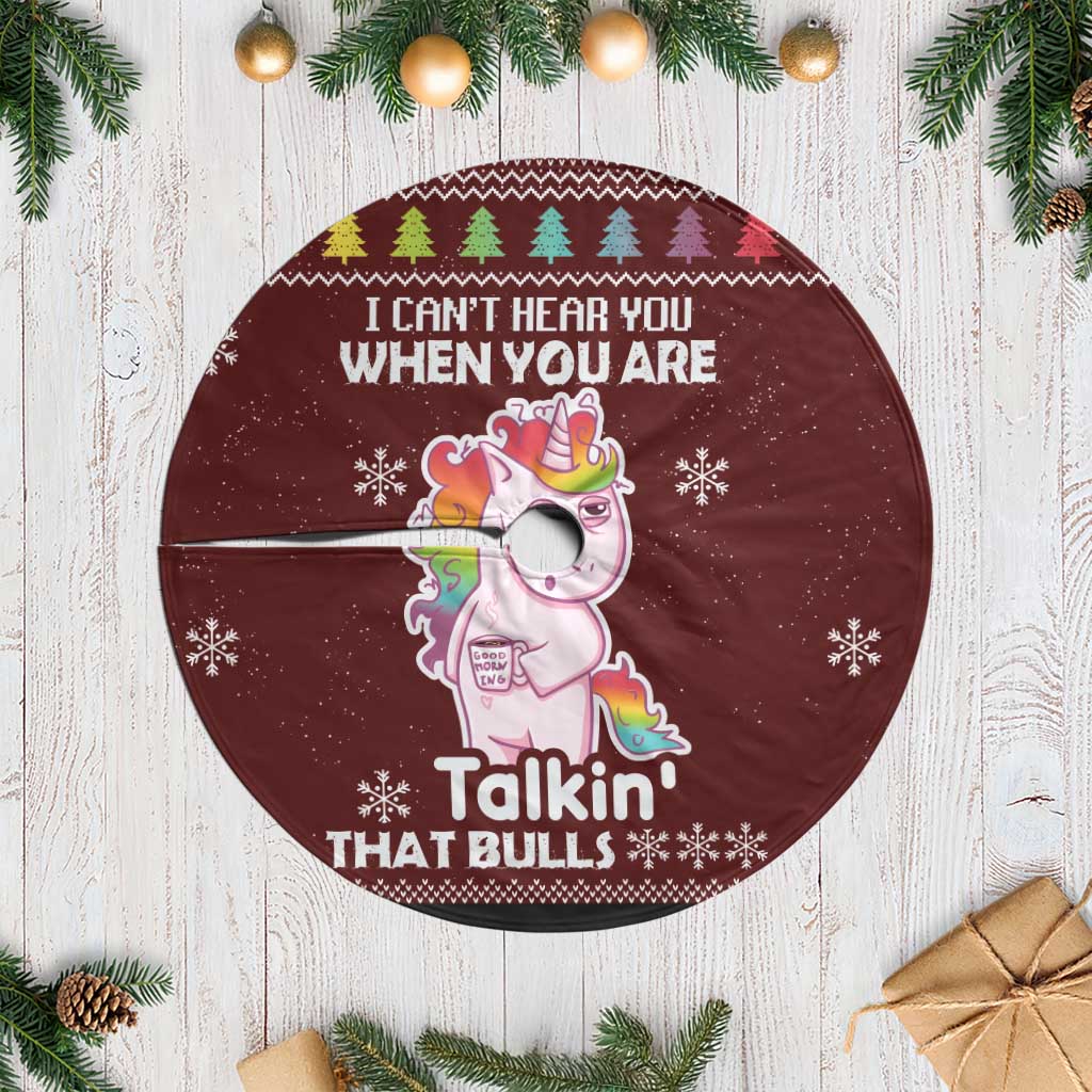 Cant Hear You Unicorn Christmas Tree Skirt - Wonder Print Shop