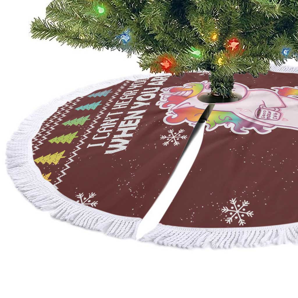 Cant Hear You Unicorn Christmas Tree Skirt - Wonder Print Shop