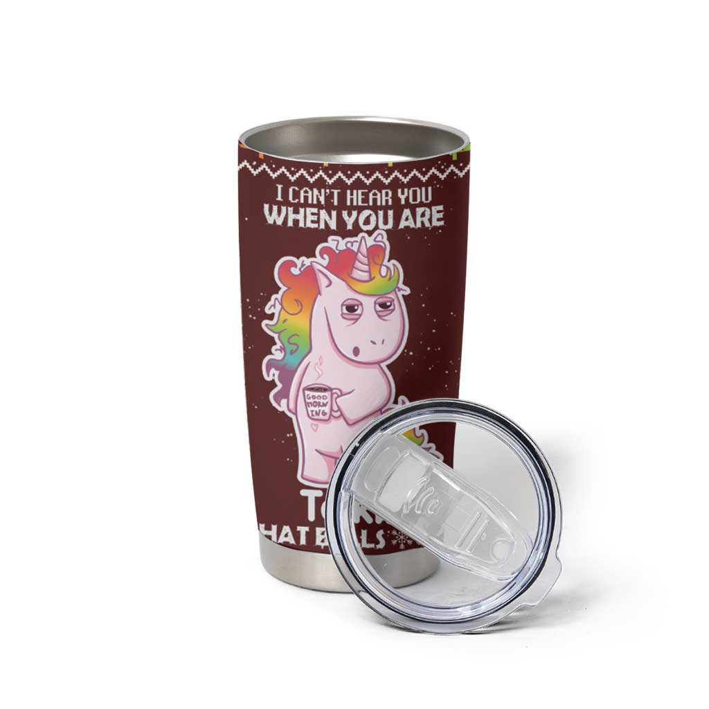 Cant Hear You Unicorn Christmas Tumbler Cup - Wonder Print Shop