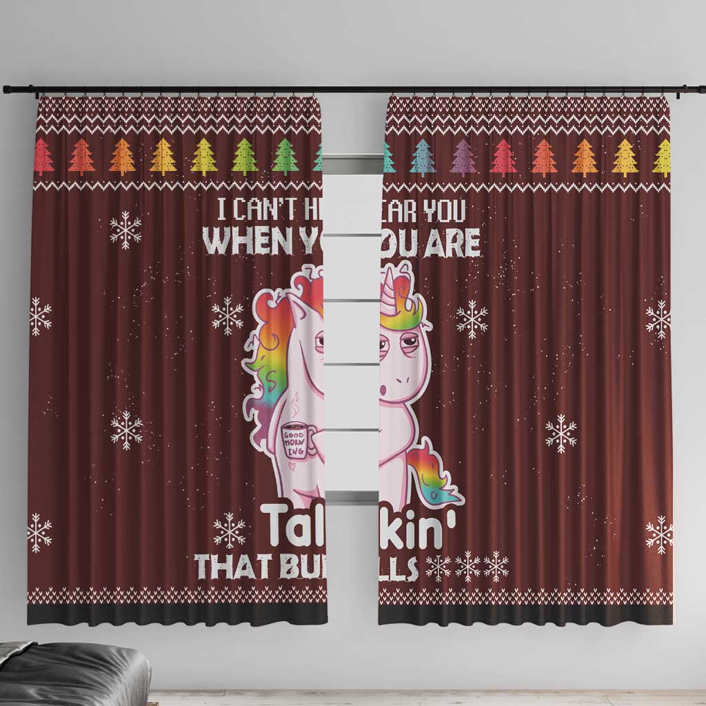 Cant Hear You Unicorn Christmas Window Curtain - Wonder Print Shop