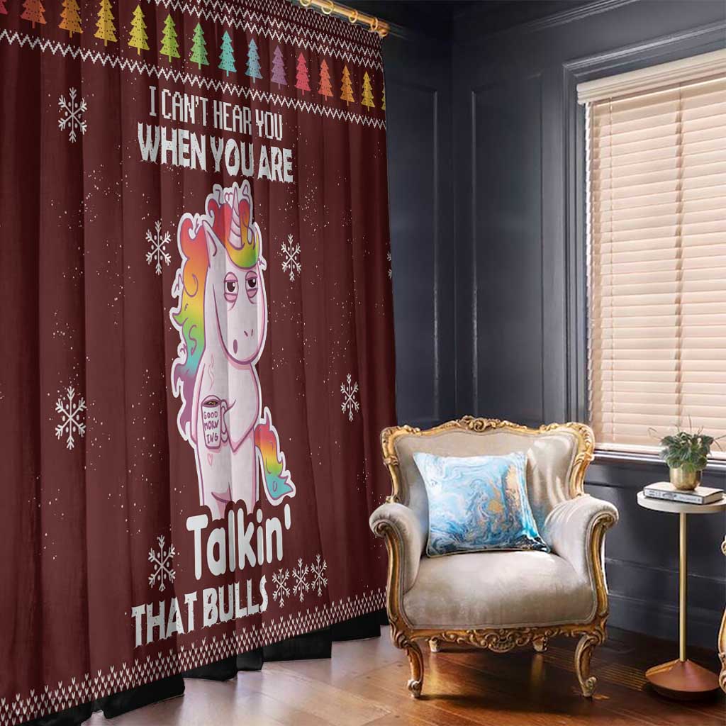 Cant Hear You Unicorn Christmas Window Curtain - Wonder Print Shop