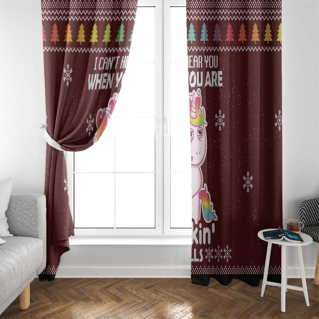 Cant Hear You Unicorn Christmas Window Curtain - Wonder Print Shop