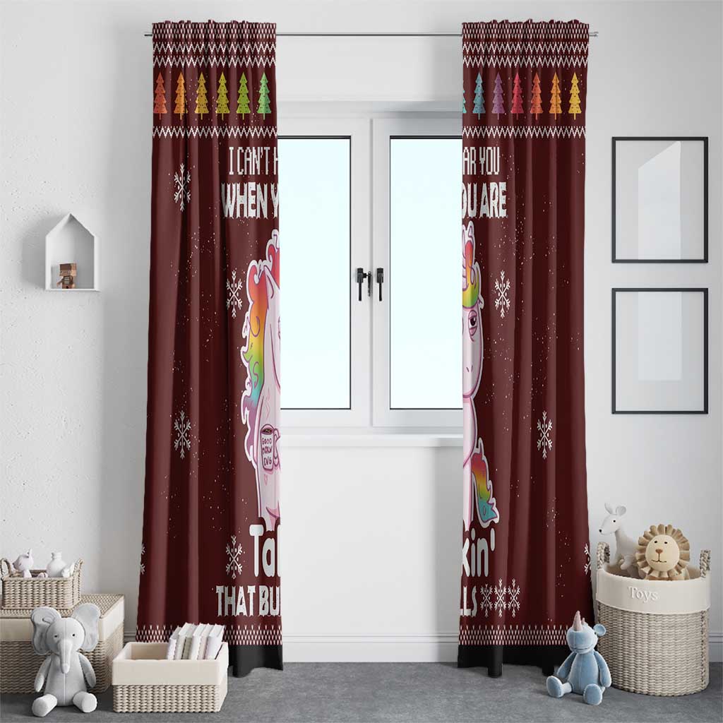 Cant Hear You Unicorn Christmas Window Curtain - Wonder Print Shop