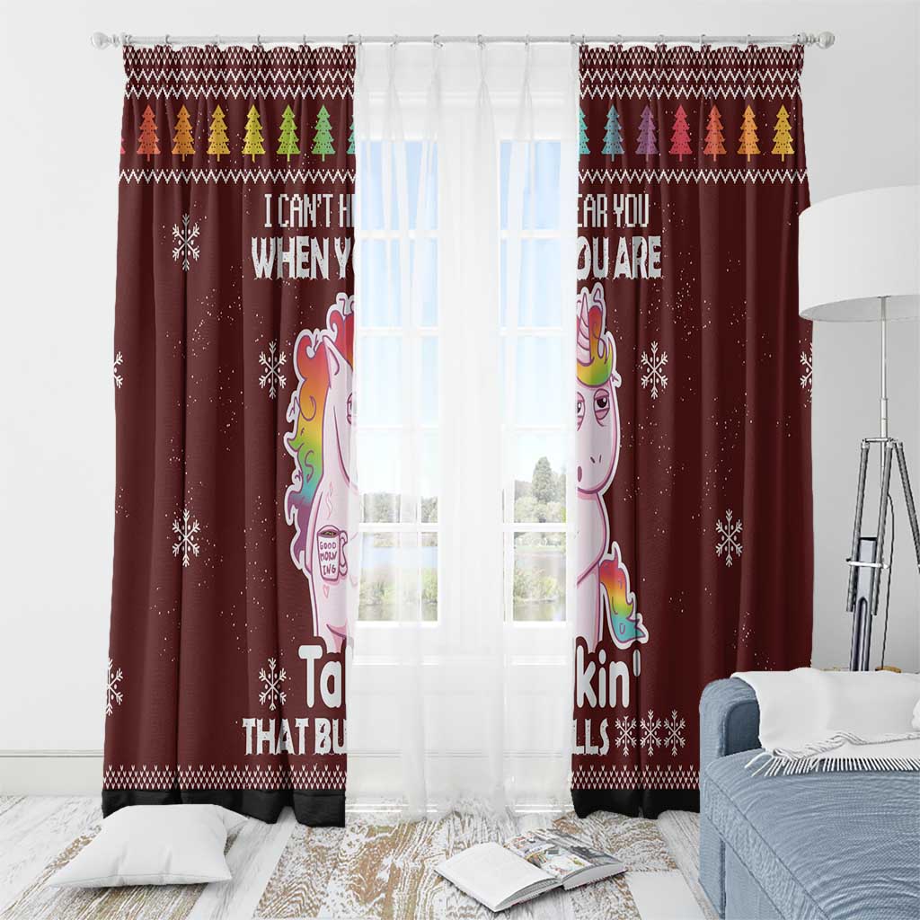 Cant Hear You Unicorn Christmas Window Curtain - Wonder Print Shop