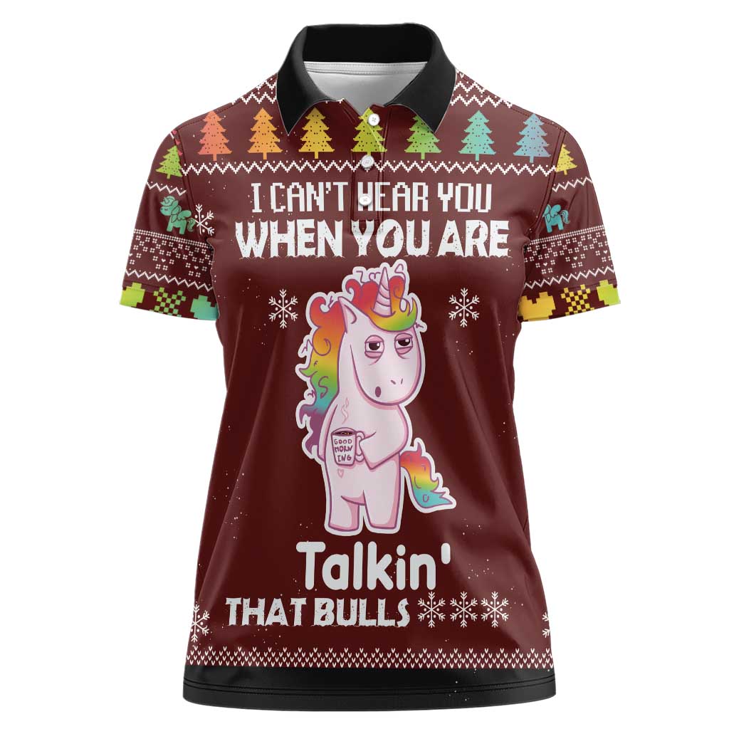Cant Hear You Unicorn Christmas Women Polo Shirt - Wonder Print Shop