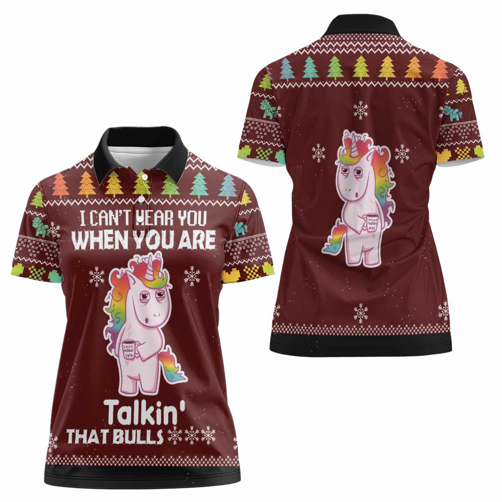 Cant Hear You Unicorn Christmas Women Polo Shirt - Wonder Print Shop