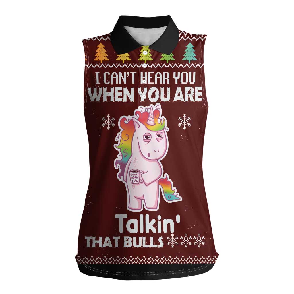 Cant Hear You Unicorn Christmas Women Sleeveless Polo Shirt - Wonder Print Shop
