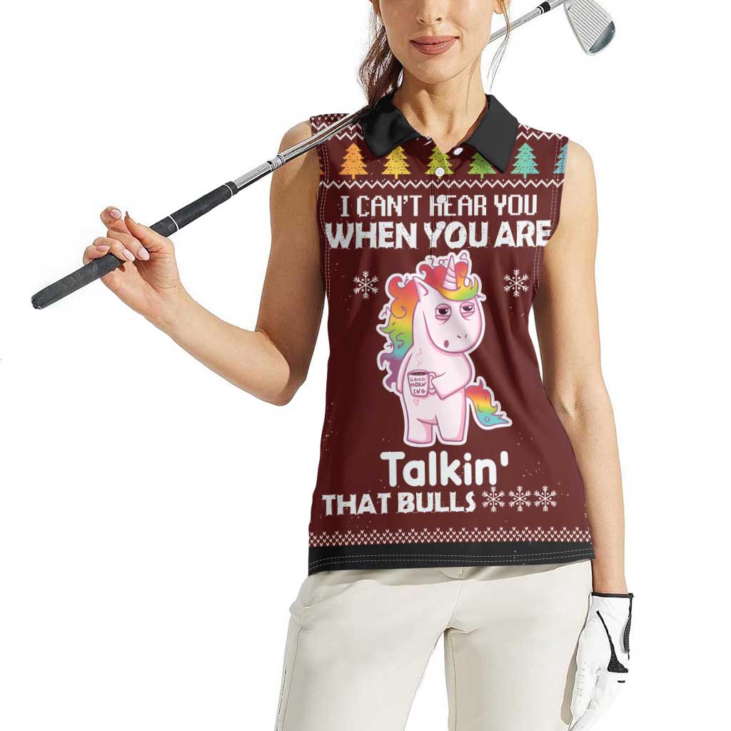 Cant Hear You Unicorn Christmas Women Sleeveless Polo Shirt - Wonder Print Shop