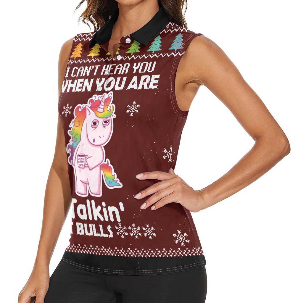 Cant Hear You Unicorn Christmas Women Sleeveless Polo Shirt - Wonder Print Shop