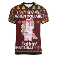 Cant Hear You Unicorn Christmas Women V-Neck T-Shirt - Wonder Print Shop