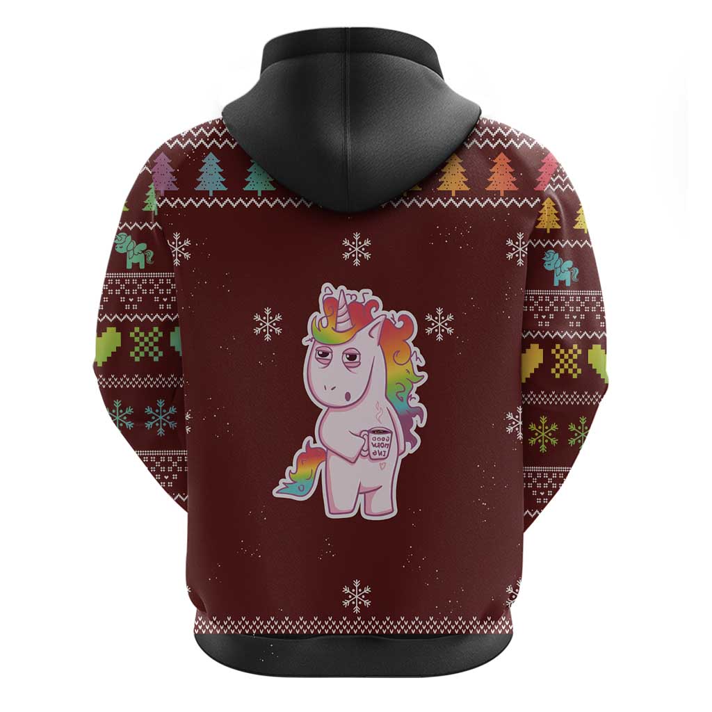 Cant Hear You Unicorn Christmas Zip Hoodie - Wonder Print Shop