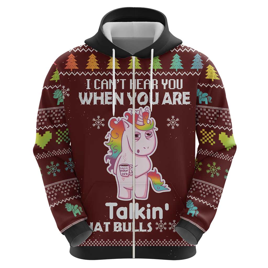 Cant Hear You Unicorn Christmas Zip Hoodie - Wonder Print Shop