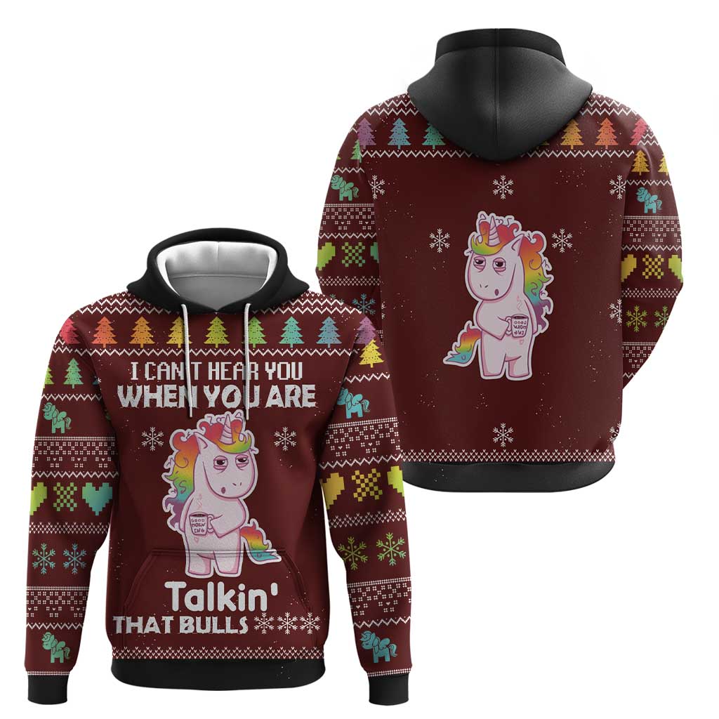 Cant Hear You Unicorn Christmas Zip Hoodie - Wonder Print Shop
