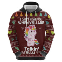 Cant Hear You Unicorn Christmas Zip Hoodie - Wonder Print Shop