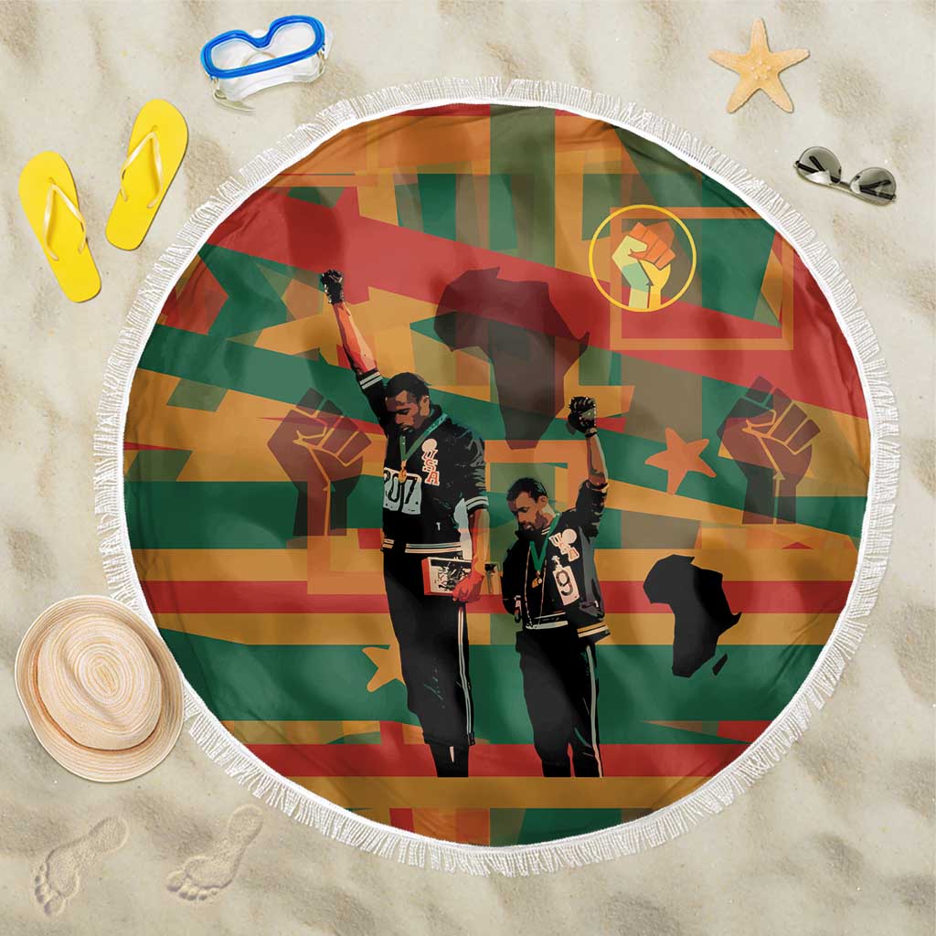 Black Power Fists of Freedom Beach Blanket African American 1968