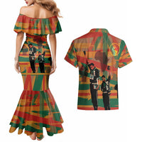Black Power Fists of Freedom Couples Matching Mermaid Dress and Hawaiian Shirt African American 1968