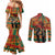 Black Power Fists of Freedom Couples Matching Mermaid Dress and Long Sleeve Button Shirt African American 1968