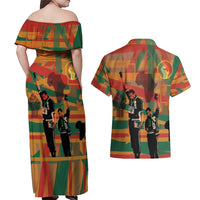 Black Power Fists of Freedom Couples Matching Off Shoulder Maxi Dress and Hawaiian Shirt African American 1968