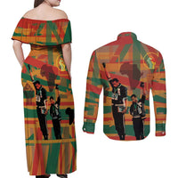 Black Power Fists of Freedom Couples Matching Off Shoulder Maxi Dress and Long Sleeve Button Shirt African American 1968