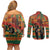 Black Power Fists of Freedom Couples Matching Off Shoulder Short Dress and Long Sleeve Button Shirt African American 1968