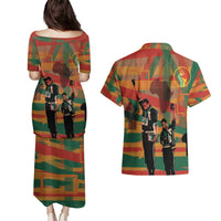 Black Power Fists of Freedom Couples Matching Puletasi and Hawaiian Shirt African American 1968