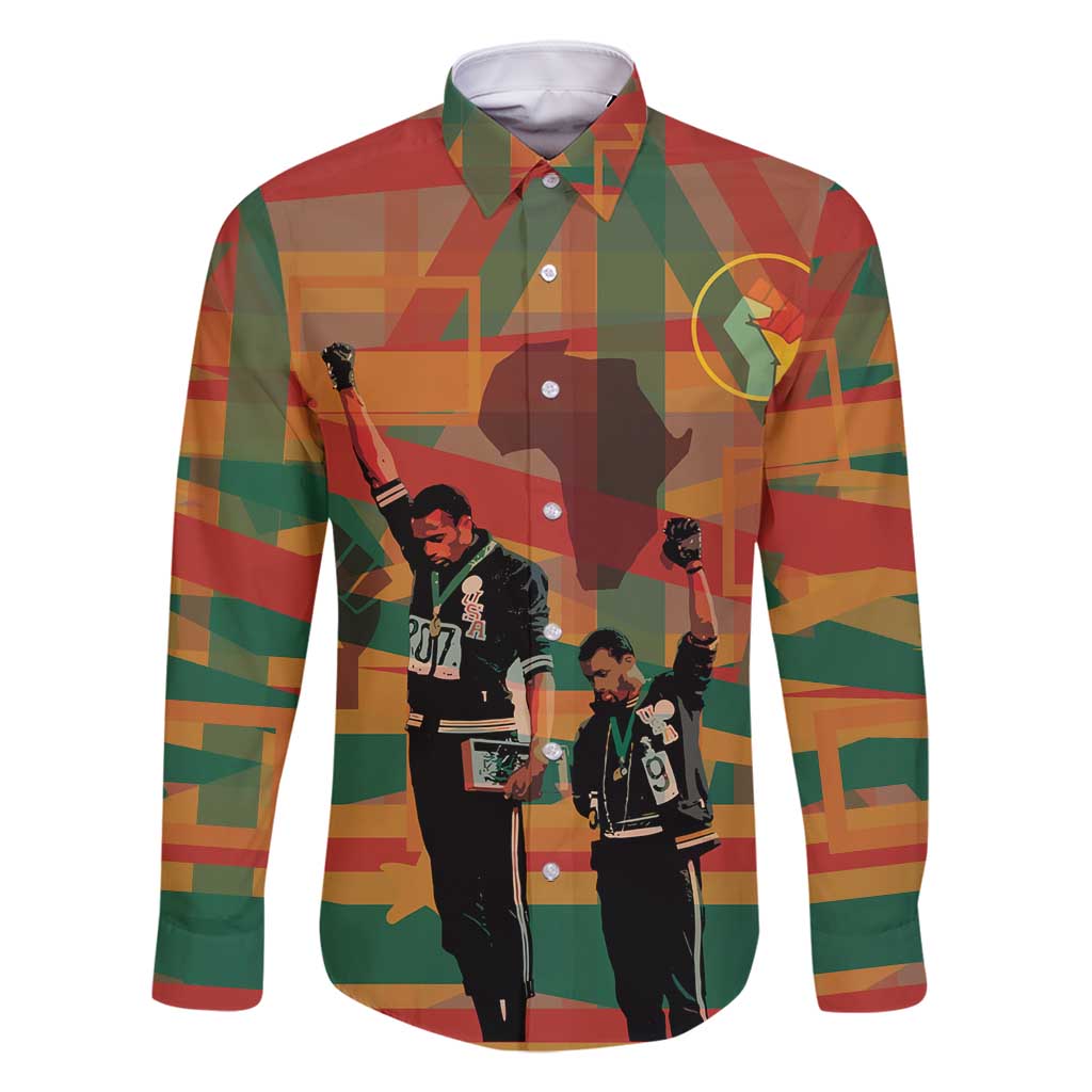 Black Power Fists of Freedom Family Matching Long Sleeve Bodycon Dress and Hawaiian Shirt African American 1968