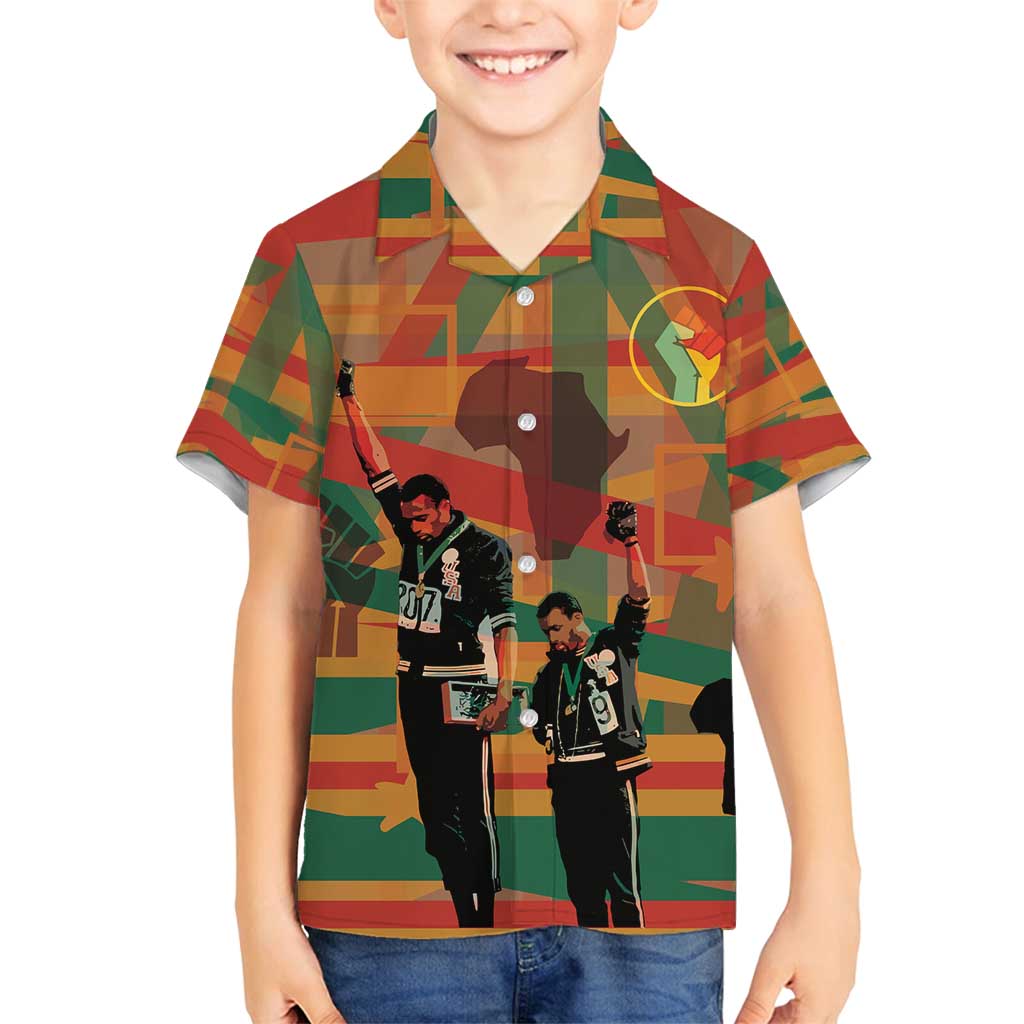 Black Power Fists of Freedom Family Matching Long Sleeve Bodycon Dress and Hawaiian Shirt African American 1968