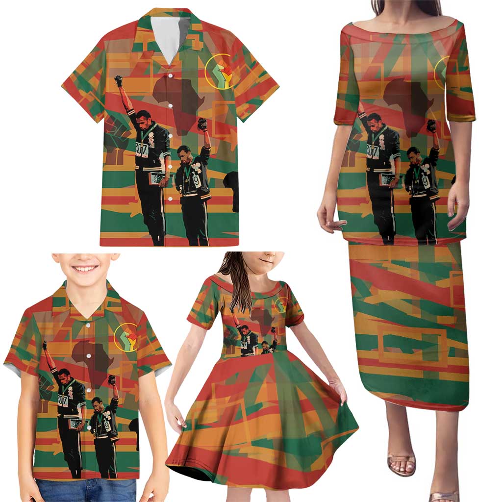 Black Power Fists of Freedom Family Matching Puletasi and Hawaiian Shirt African American 1968