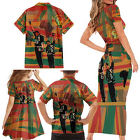 Black Power Fists of Freedom Family Matching Short Sleeve Bodycon Dress and Hawaiian Shirt African American 1968