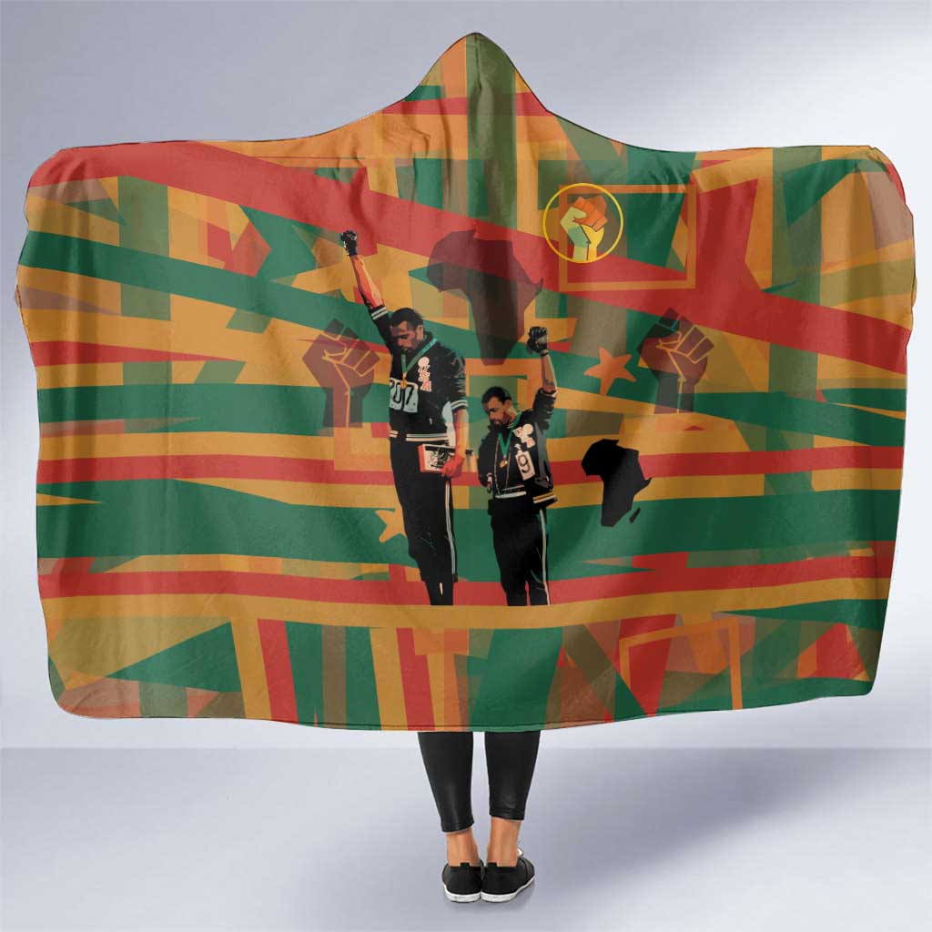 Black Power Fists of Freedom Hooded Blanket African American 1968