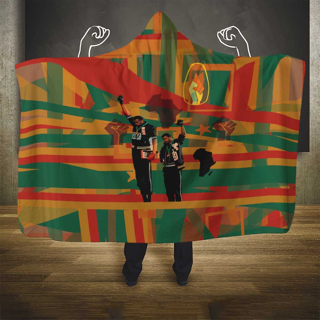 Black Power Fists of Freedom Hooded Blanket African American 1968