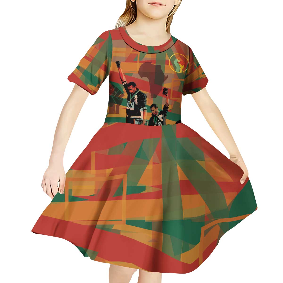 Black Power Fists of Freedom Kid Short Sleeve Dress African American 1968
